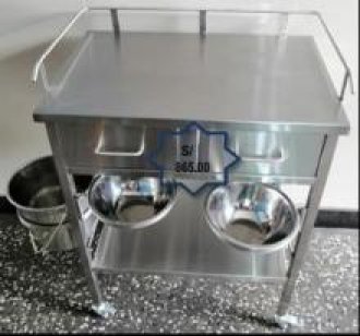 START-OVER MEDICAL CARRO DE CURACIONES DE ACERO INOXIDABLE CON 2 CAJONES BALDE Y 2 BOWL